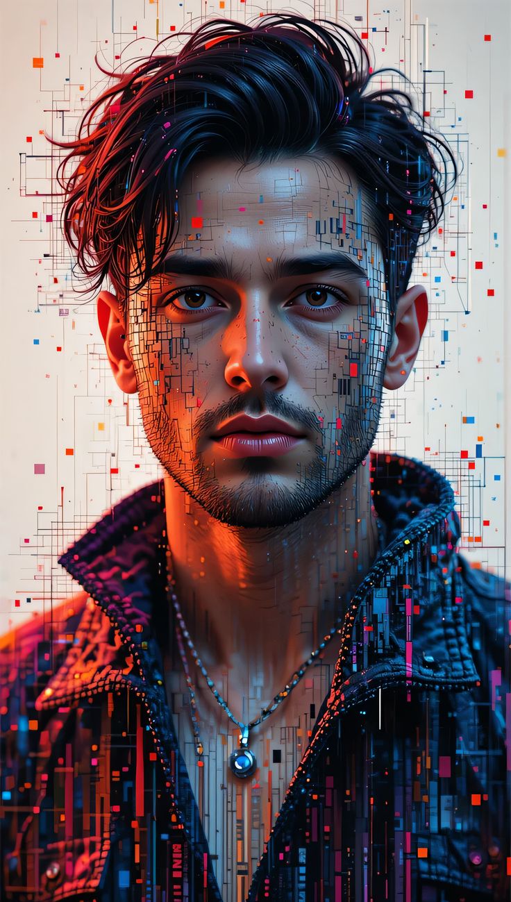 Cyberpunk Portrait Prompt for a cinematic editorial digital circuit design