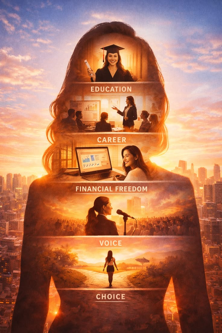 Empowerment Poster Prompt for cinematic motivational double-exposure poster design