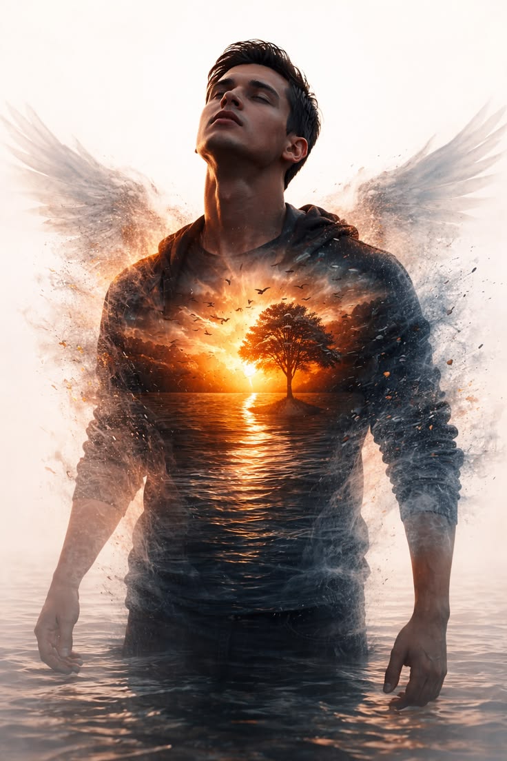 Angel Wings Poster Prompt for a cinematic fantasy poster concept
