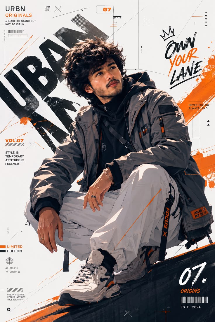 Urban Streetwear Poster premium editorial fashion prompt layout