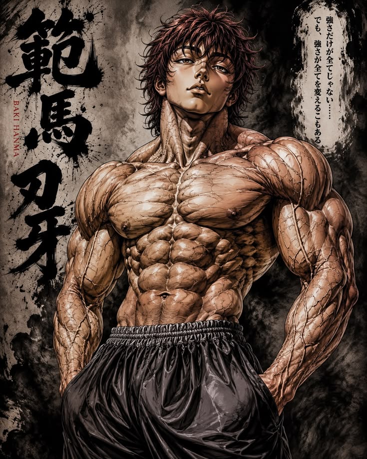 Dark Manga Martial Poster featuring a powerful anime fighter with gritty ink styling
