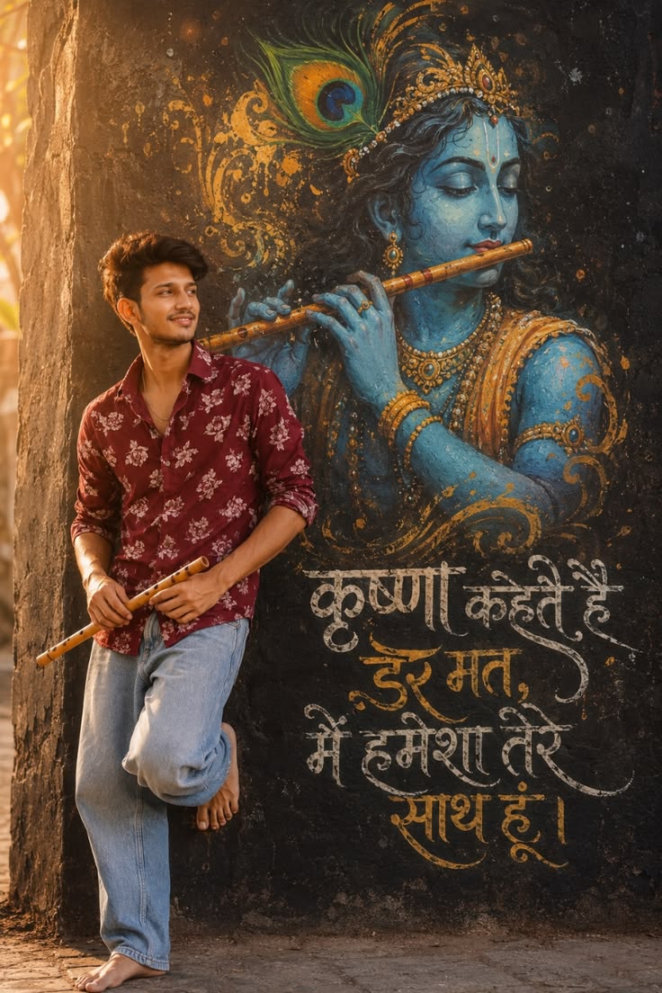 Krishna Poster Prompt for devotional cinematic poster editing