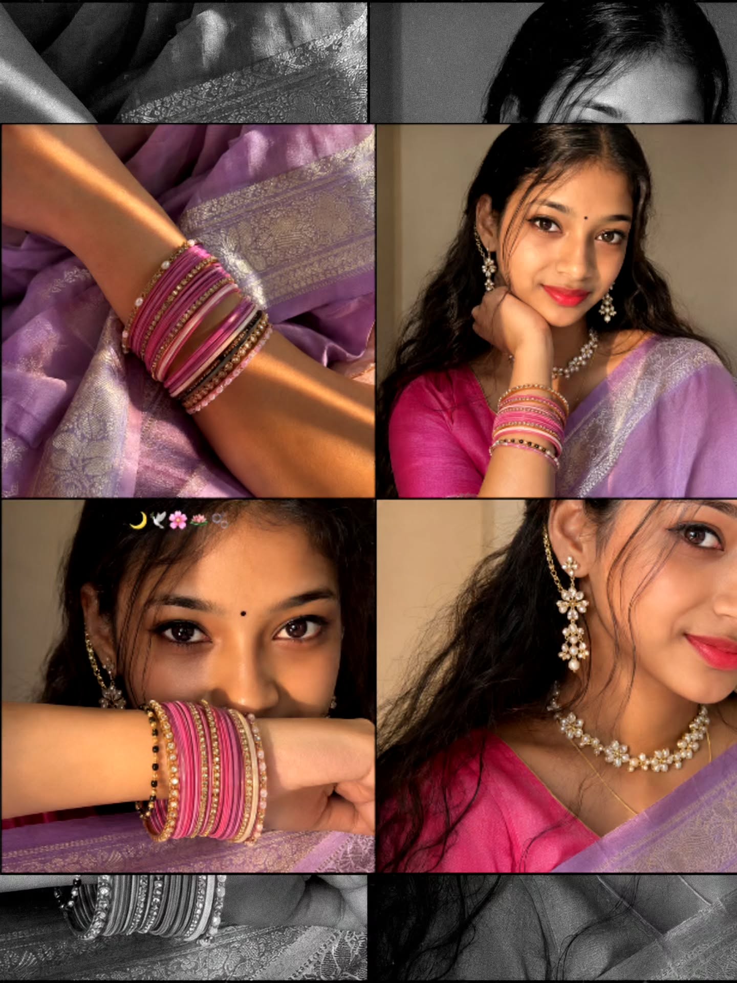 Ethnic Beauty Collage featuring elegant silk saree styling and luxury jewelry.