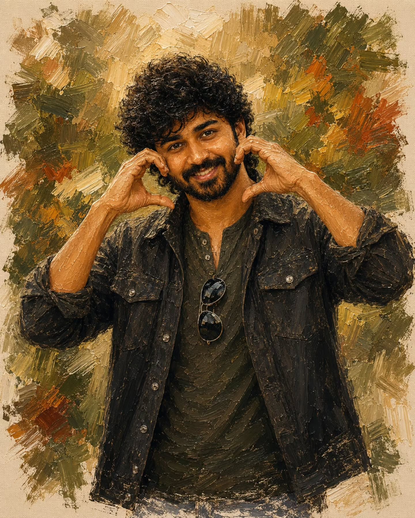 Oil Painting Portrait featuring a warm handcrafted fine-art character with rich painterly texture.
