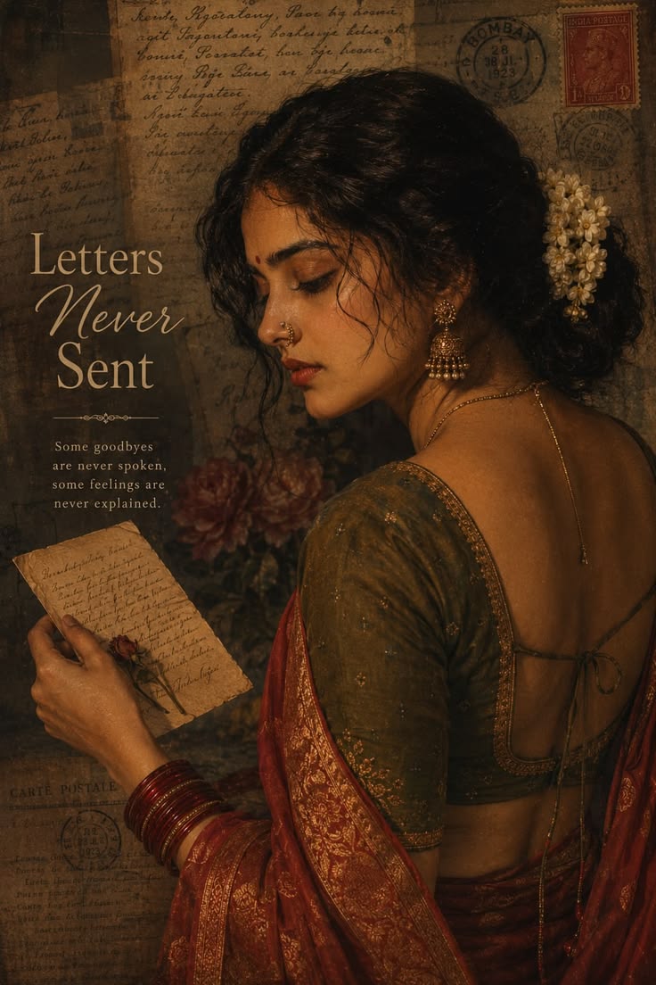 Vintage Letters Portrait featuring a nostalgic editorial composition with timeless Indian elegance.