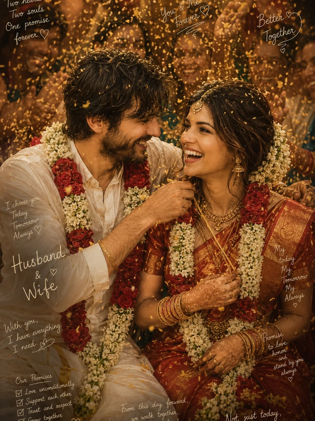 South Indian Wedding Poster featuring a joyful cinematic Hindu wedding celebration.