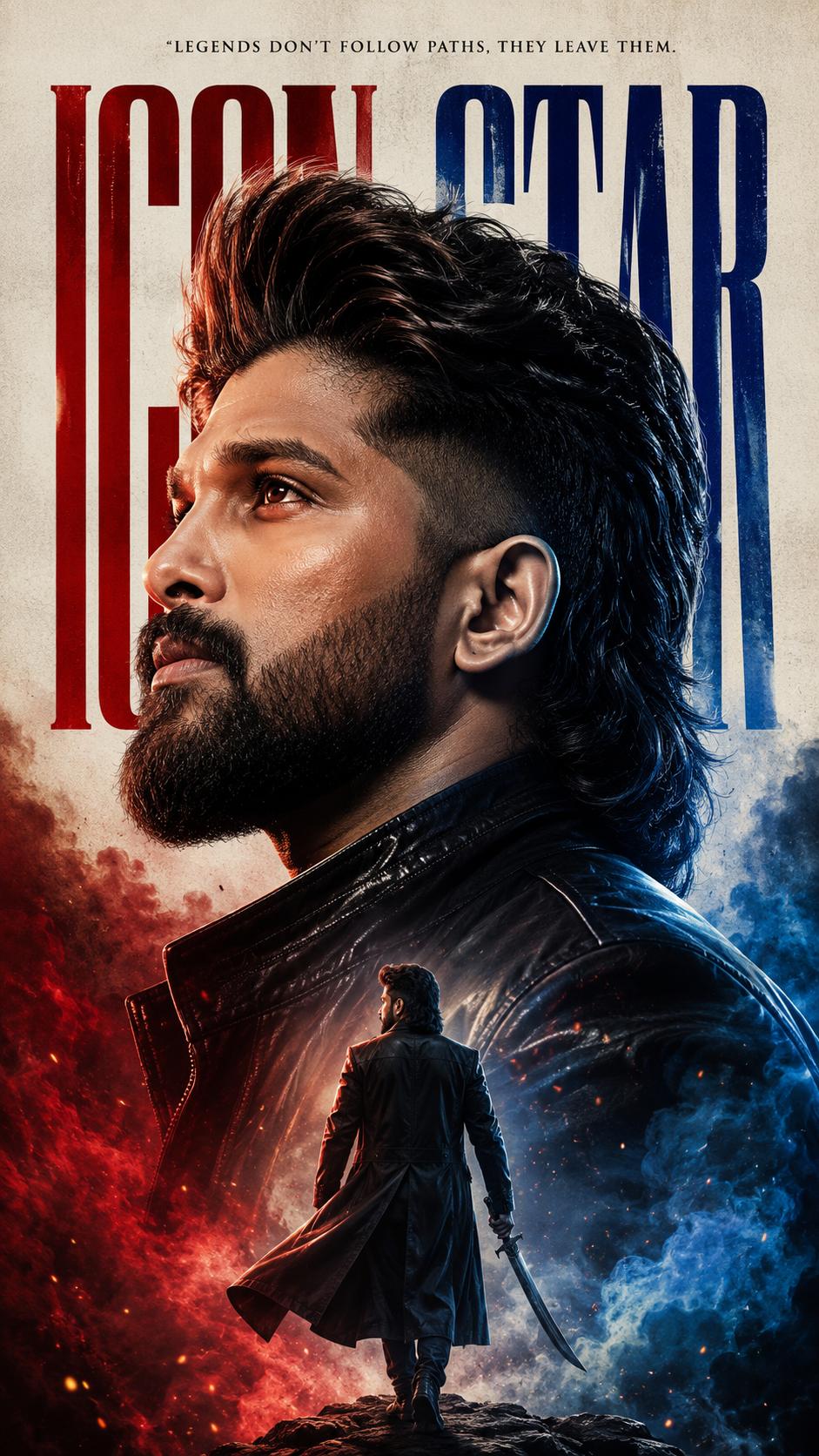 Mass Hero Poster featuring a cinematic dual-composition action hero with premium editorial styling.