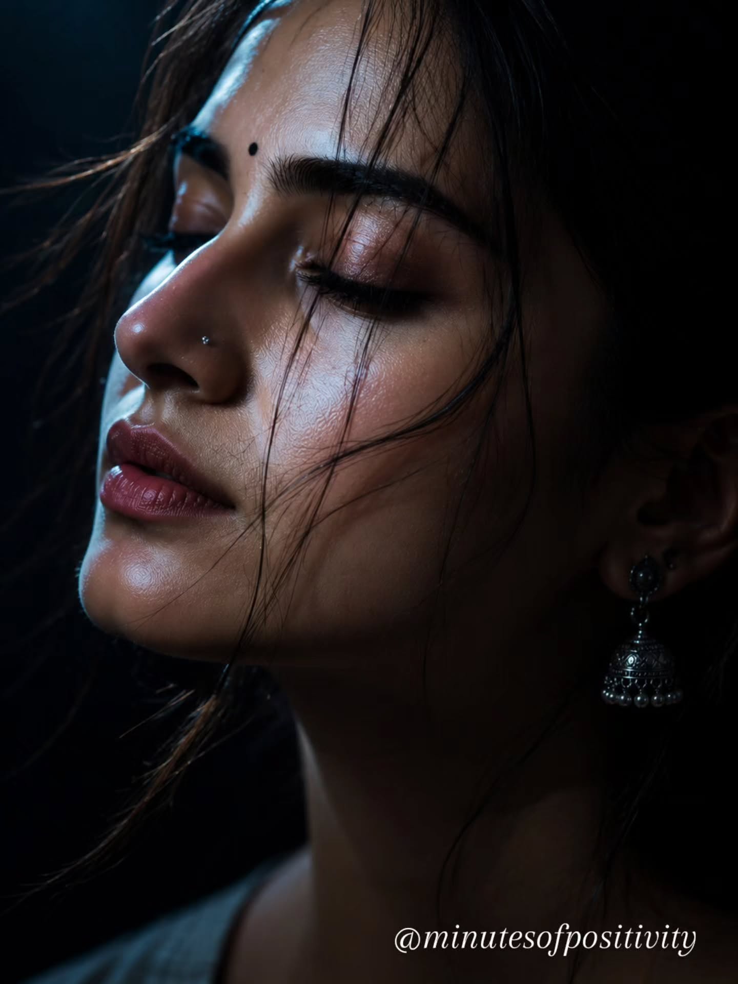 Cinematic Beauty Portrait with elegant close-up composition and luxury editorial lighting.
