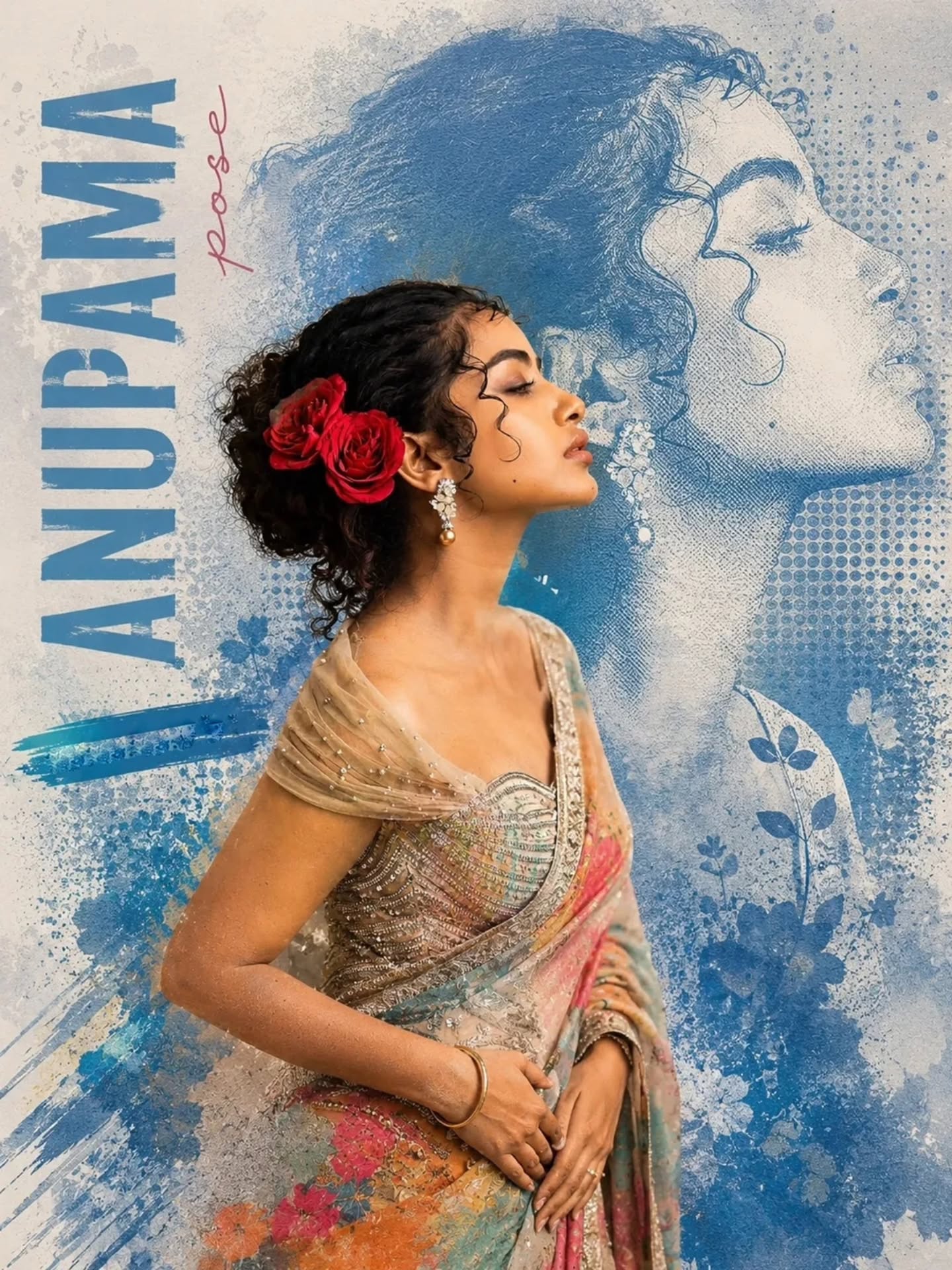 Editorial Saree Portrait featuring an elegant Indian woman in a premium cinematic editorial magazine composition.