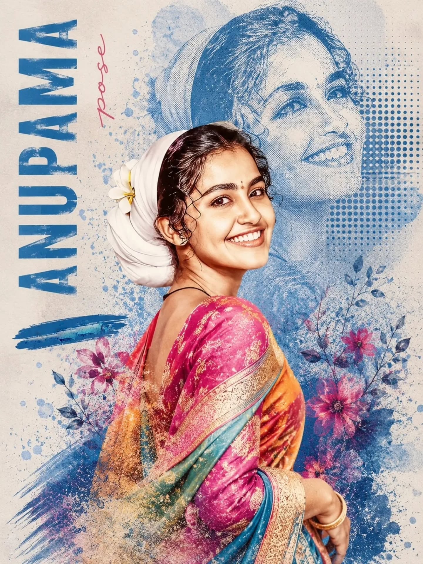 South Indian Heroine Poster featuring an elegant Indian woman in a luxury cinematic editorial composition.
