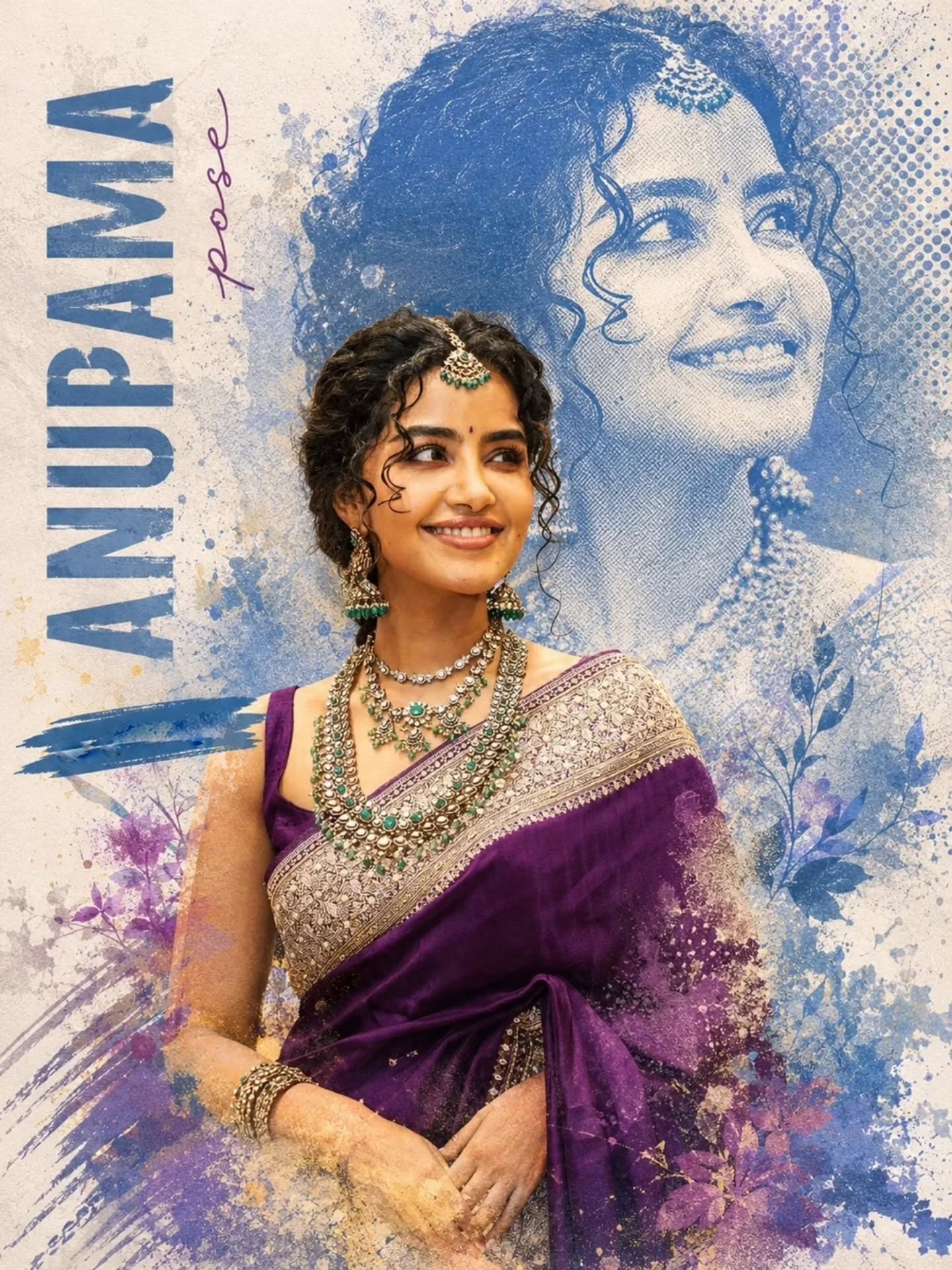 Royal Purple Character Poster featuring an elegant Indian woman in a luxury cinematic editorial composition.