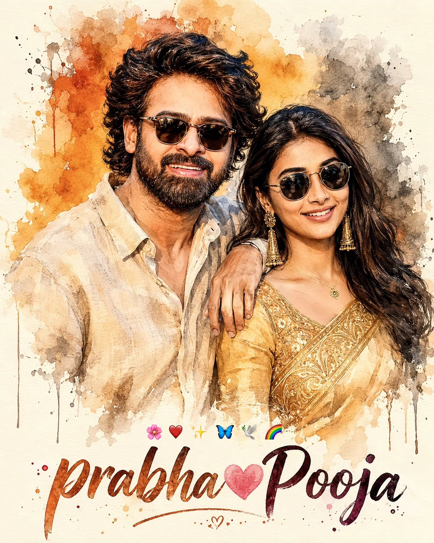 Romantic Watercolor Couple featuring a timeless handcrafted Indian romantic portrait.